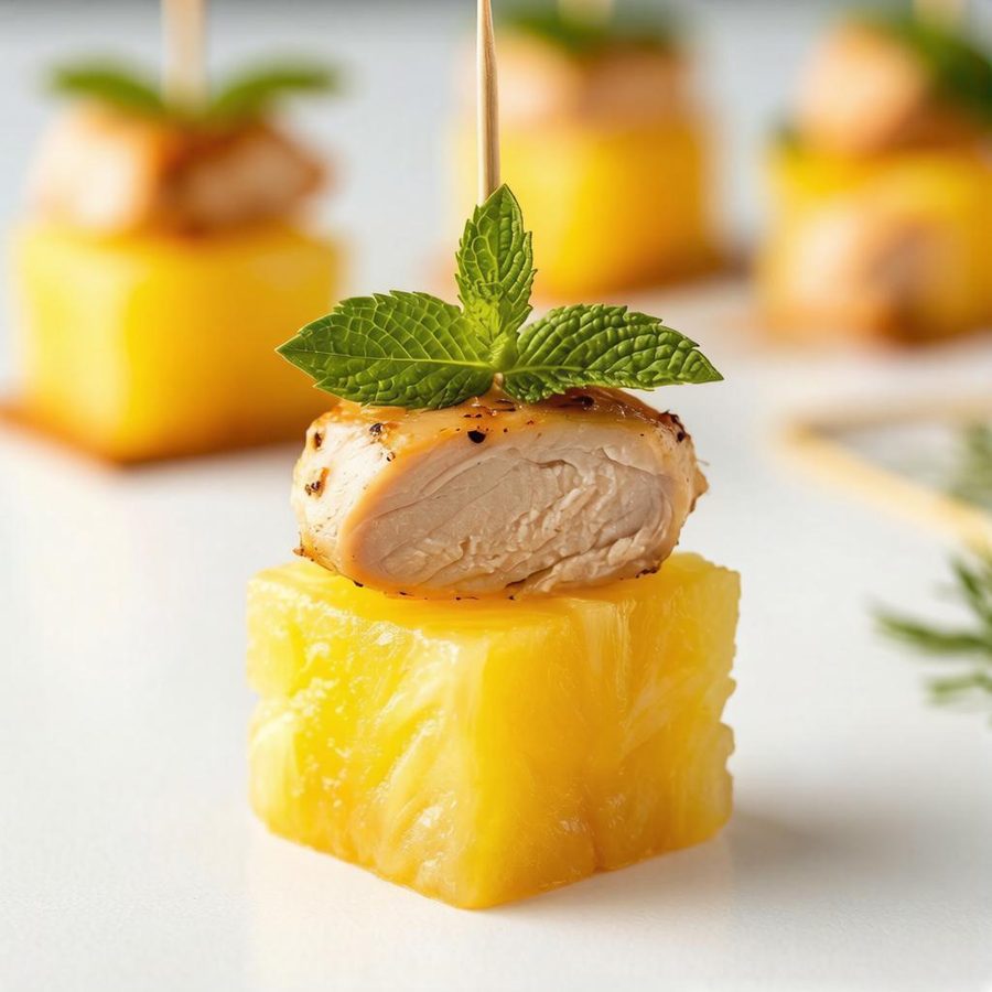 Канапе курица с ананасами