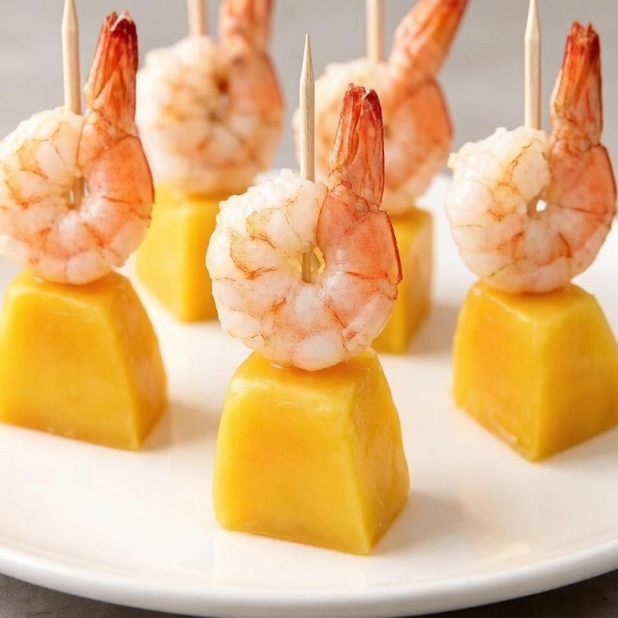Канапе с манго и креветкой